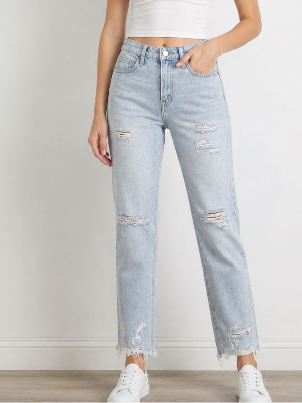 Flying Monkey Distressed Light Wash High Rise Jeans Size 25